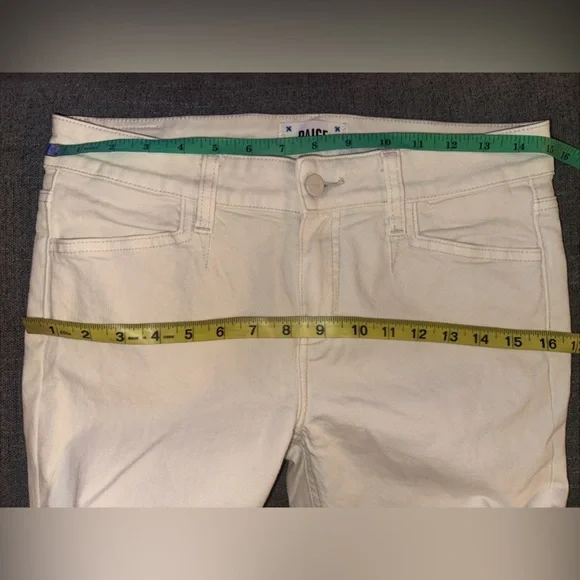 Paige Sloane 27 Women’s Ivory Denim Jeans Modern Low Rise Boot Cut Stretch Pants - Picture 8 of 10